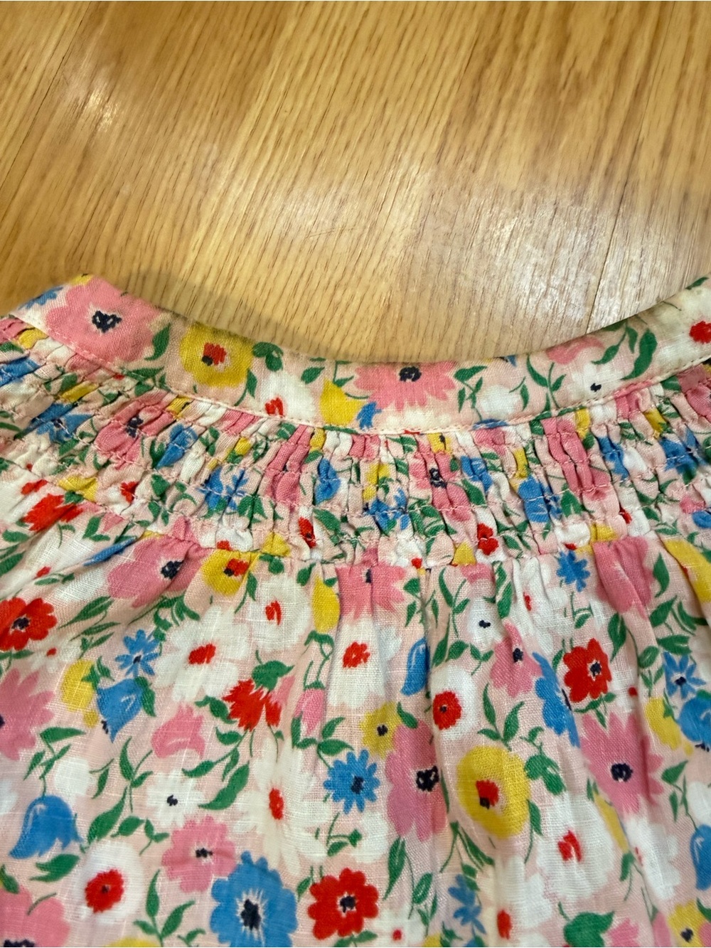 Boden Floral 100% Linen Smocked Puff Sleeve Blouse US 20/22 - Picture 10 of 11